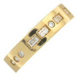 An 18ct gold vari-cut diamond 'Morse Code' full eternity ring.Estimated total diamond weight