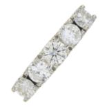 A brilliant-cut diamond five-stone ring.Estimated total diamond weight 2.10cts,