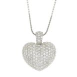 A brilliant-cut diamond heart pendant,