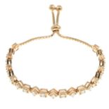An 18ct gold square-shape diamond bracelet,