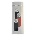 A diamond, coral and onyx lighter, by Cartier.