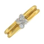 A brilliant-cut diamond duo ring, by Tiffany & Co.Signed Tiffany & Co.Stamped 750.Ring size M1/2.