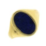 A lapis lazuli signet ring.Ring size O.