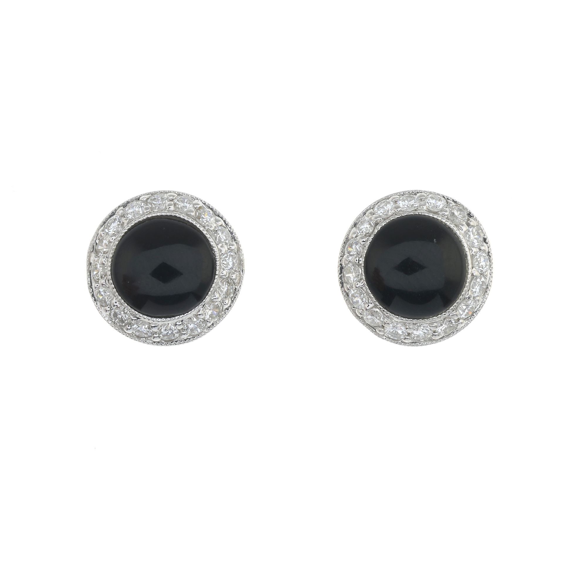 A pair of onyx and brilliant-cut diamond drop earrings.Total diamond weight 0.86ct, - Bild 4 aus 5