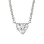 An 18ct gold heart-shape diamond pendant,