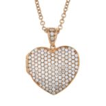 An 18ct gold pave-set diamond heart locket,