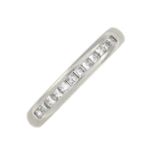 A palladium square-shape diamond half eternity ring.