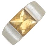 A citrine 'Tank' ring, by Cartier.Signed Cartier, F59037.Stamped 750.Ring size I1/2.
