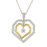 An 18ct gold brilliant and 'Shiva'-cut diamond 'Two Hearts' pendant,