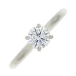 A brilliant-cut diamond single-stone ring,