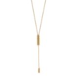 A lariat necklace, by Gucci.Signed Gucci.Swiss marks for 18ct gold.Length 67.5cms.