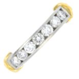 A platinum brilliant-cut diamond seven-stone ring.Total diamond weight 0.71ct,