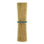 A mid 20th century 18ct gold turquoise lipstick holder,