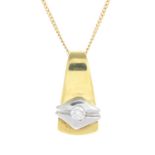 An 18ct bi-colour gold diamond pendant,