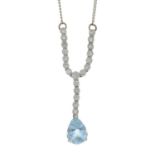 An aquamarine and brilliant-cut diamond pendant,