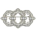 A mid 20th century old-cut diamond brooch.Estimated total diamond weight 2.60cts,