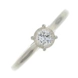 A brilliant-cut diamond single-stone ring,