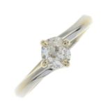 An 18ct gold old-cut diamond single-stone ring.Estimated diamond weight 0.50ct,