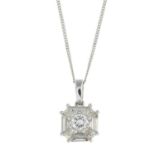 A vari-cut diamond cluster pendant,