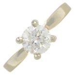 An 18ct gold brilliant-cut diamond single-stone ring.Estimated diamond weight 0.60ct,