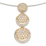 An 18ct gold pave-set diamond disc pendant,