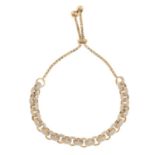 An 18ct gold pave-set diamond belcher-link bracelet,