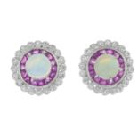 A pair of 18ct gold opal,