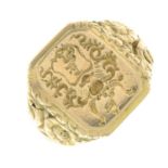 An engraved signet ring.Ring size R.