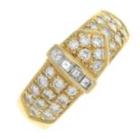 An 18ct gold vari-cut diamond buckle ring,