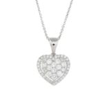A brilliant-cut diamond heart pendant,