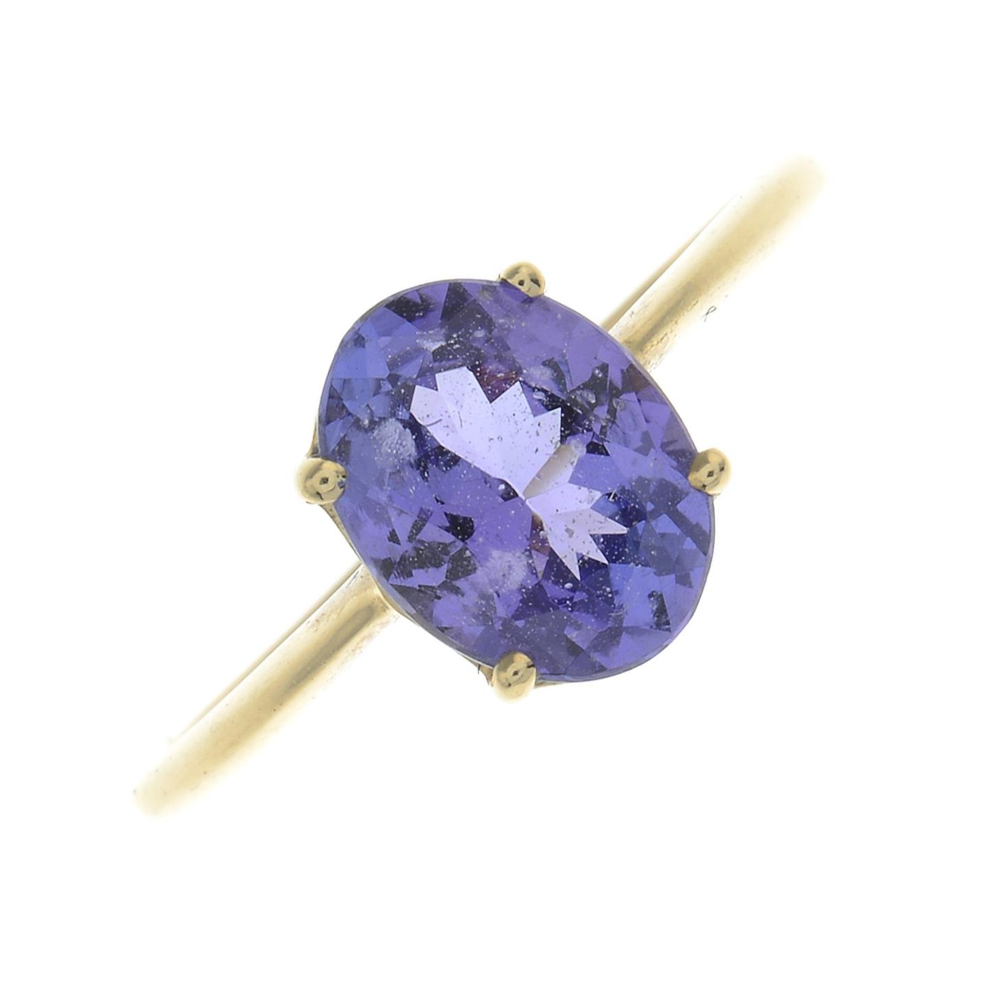 A 9ct gold tanzanite single-stone ring.Hallmarks for Birmingham, 2014.Ring size L.