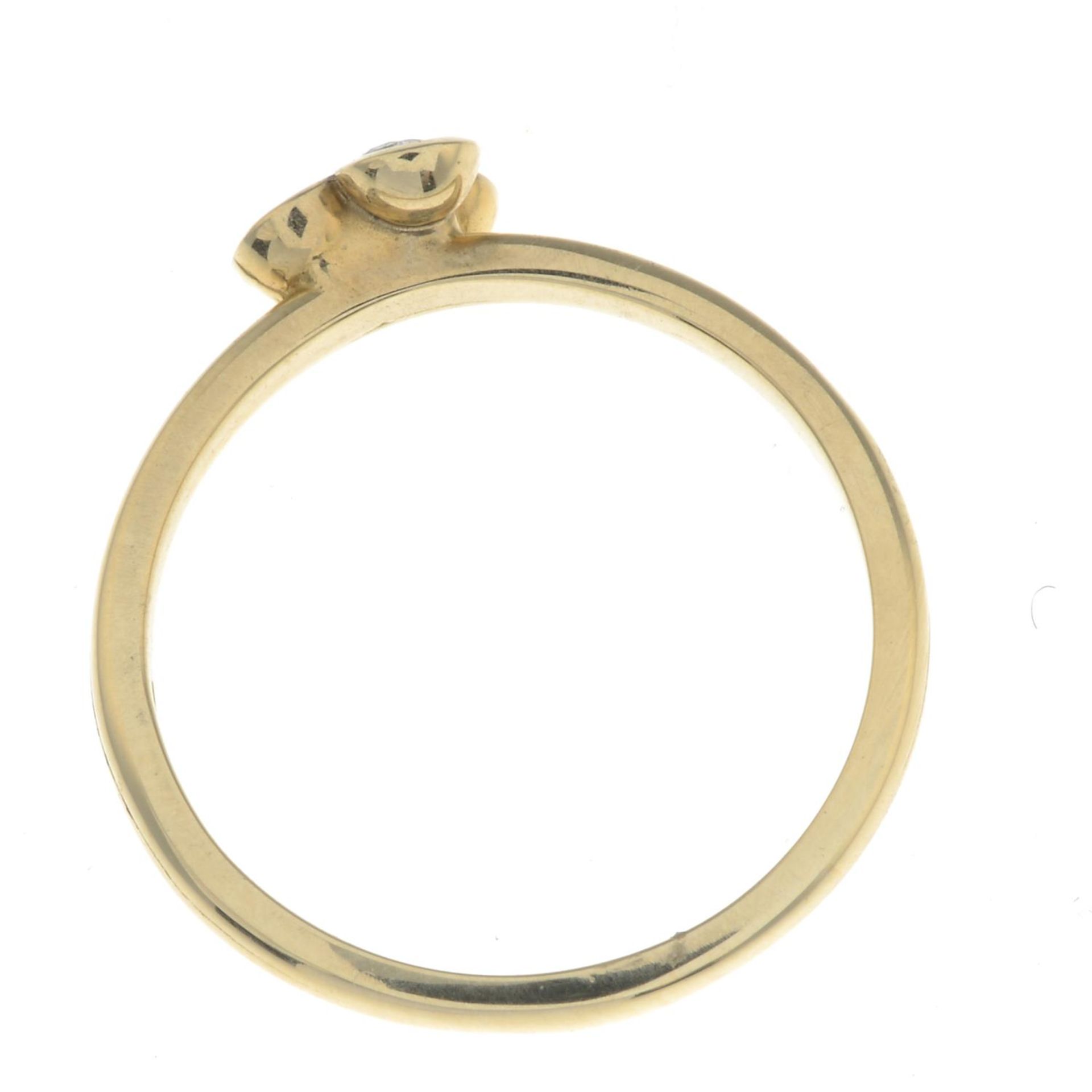 A 9ct gold ruby and diamond trefoil ring. - Bild 2 aus 2
