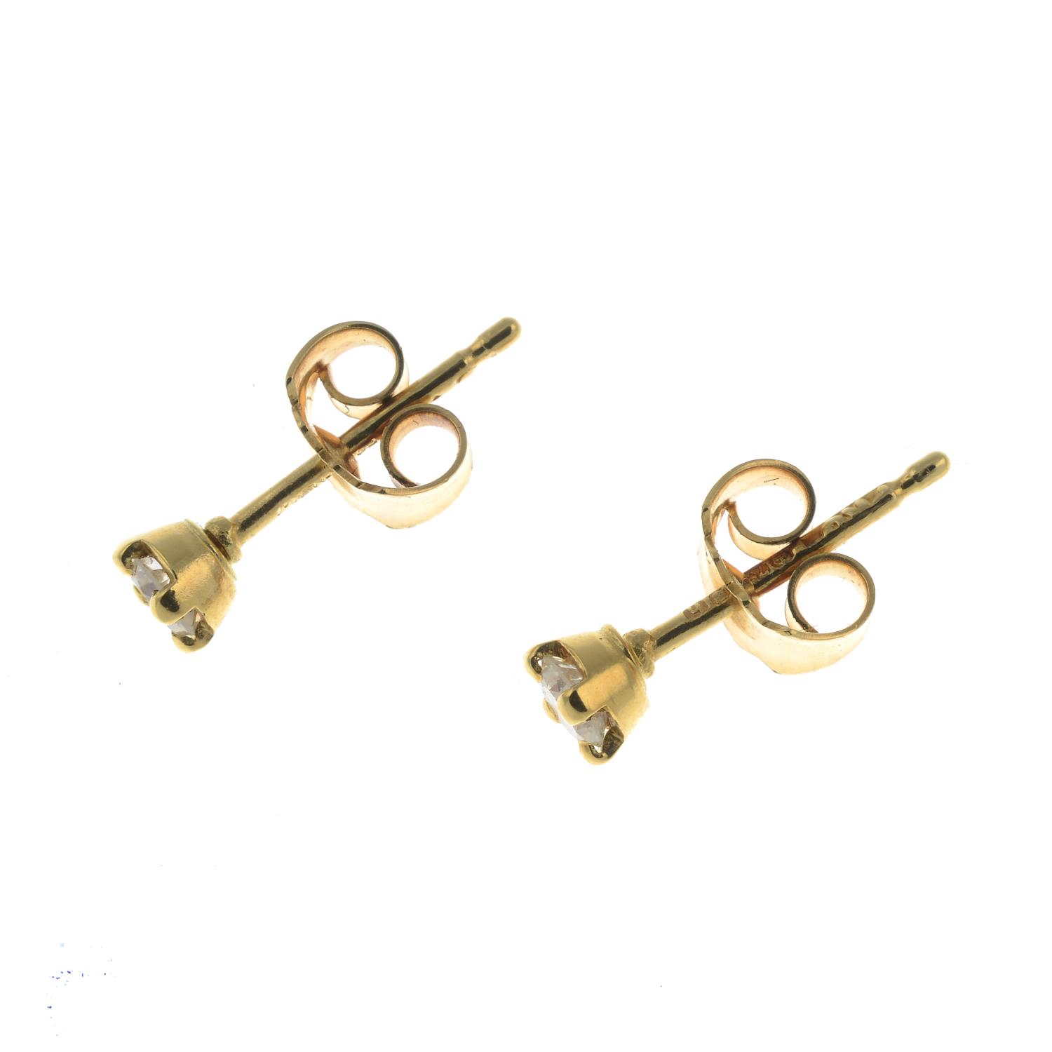 A pair of 18ct gold diamond earrings. - Image 2 of 2