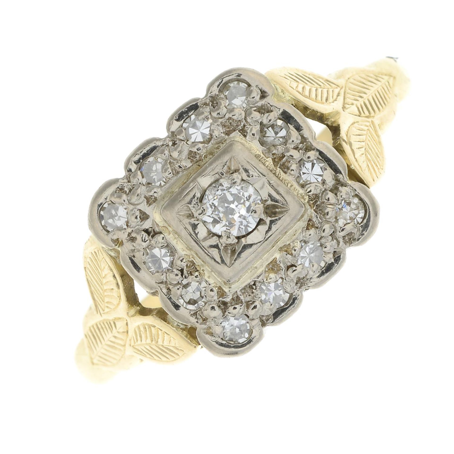 A diamond ring.Estimated total diamond weight 0.20ct,