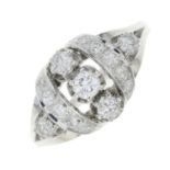 A diamond dress ring.Estimated total diamond weight 0.75ct,