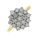 An 18ct gold diamond cluster ring.