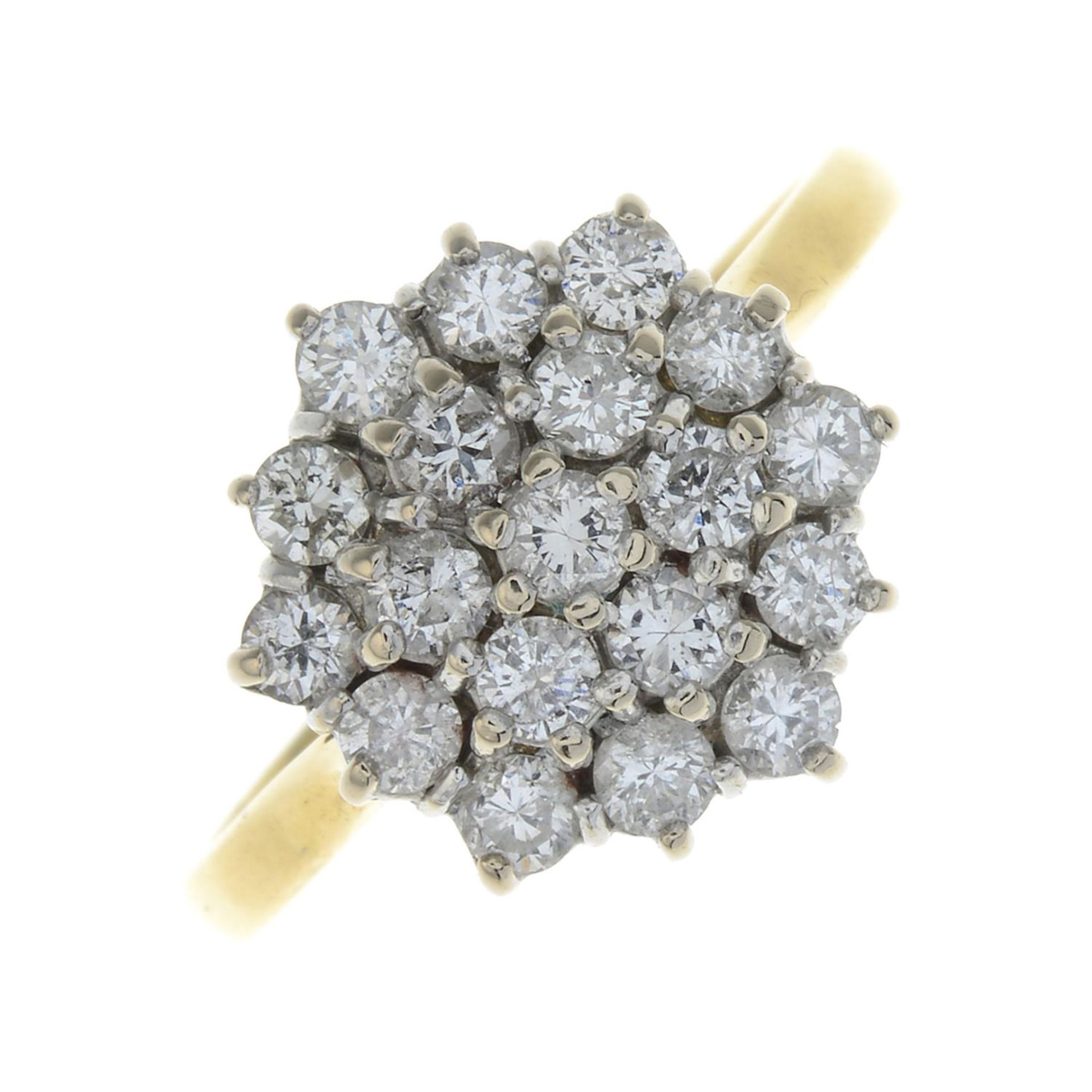 An 18ct gold diamond cluster ring.