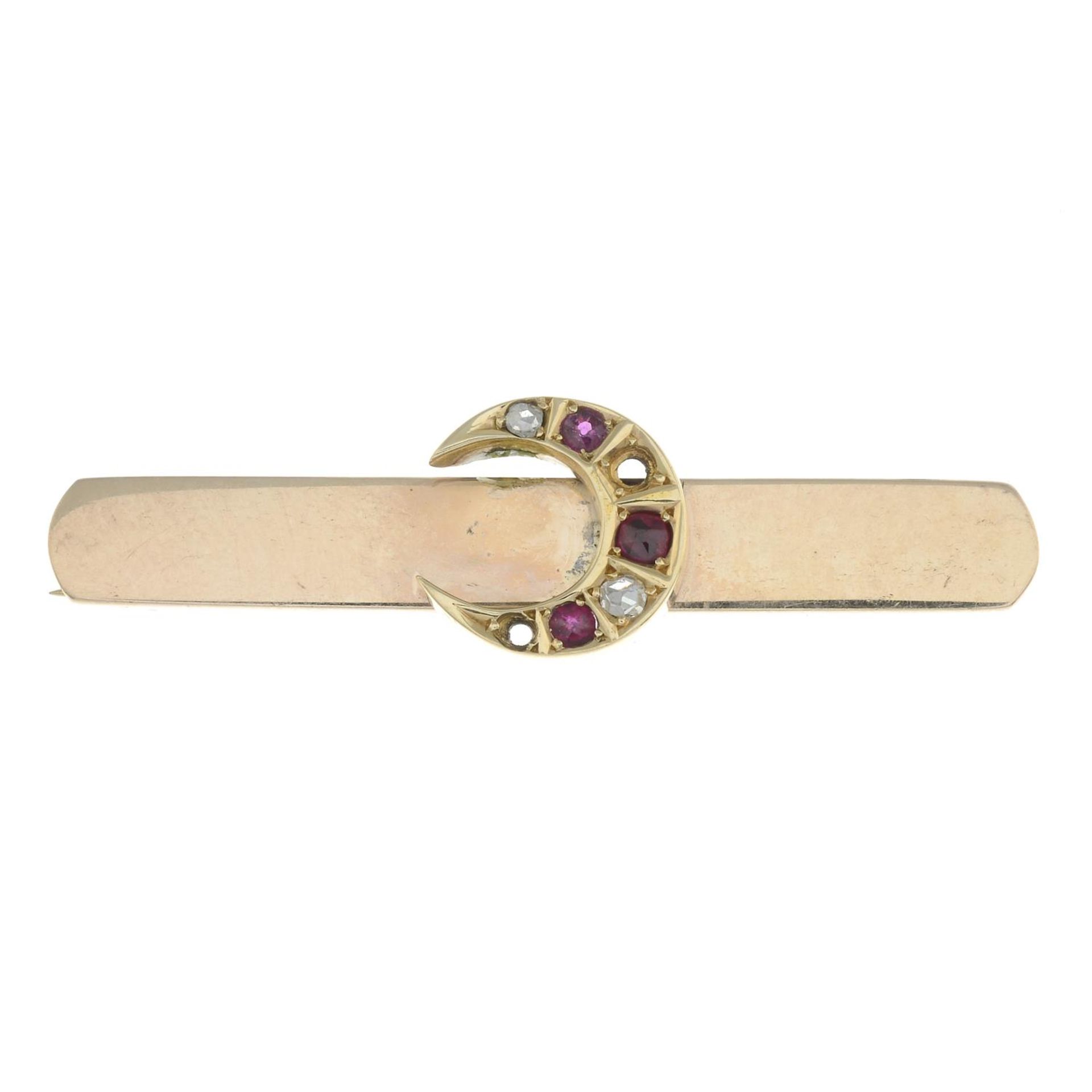 Early 20th century 9ct gold diamond and enamel brooch,