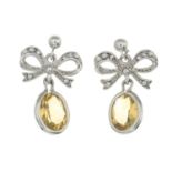 A pair of citrine earrings.Length 2cms.