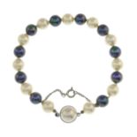 A cultured pearl single-strand necklace together with an imitation pearl necklace and