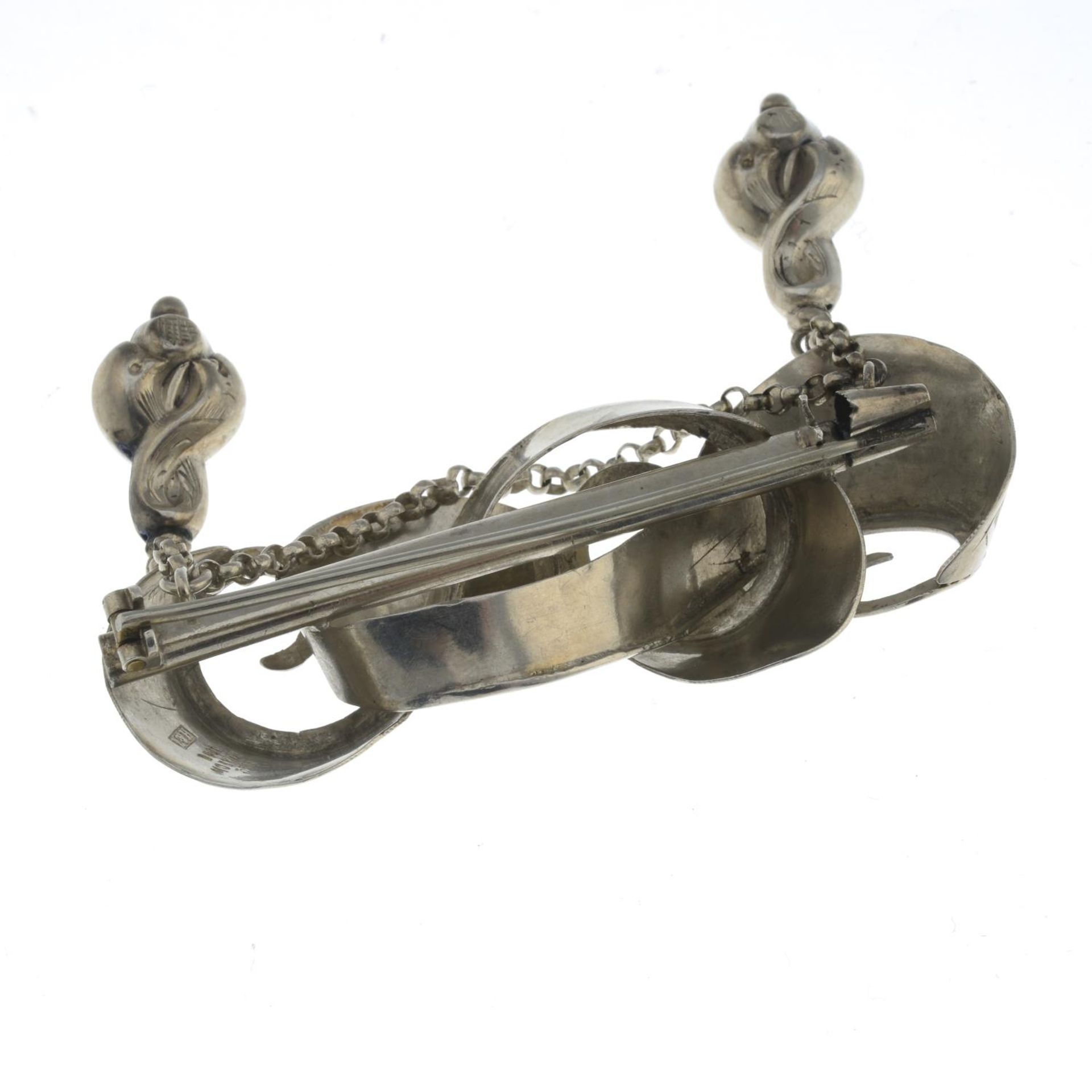 A mid 19th century silver brooch.Length 7.5cms. - Image 2 of 2