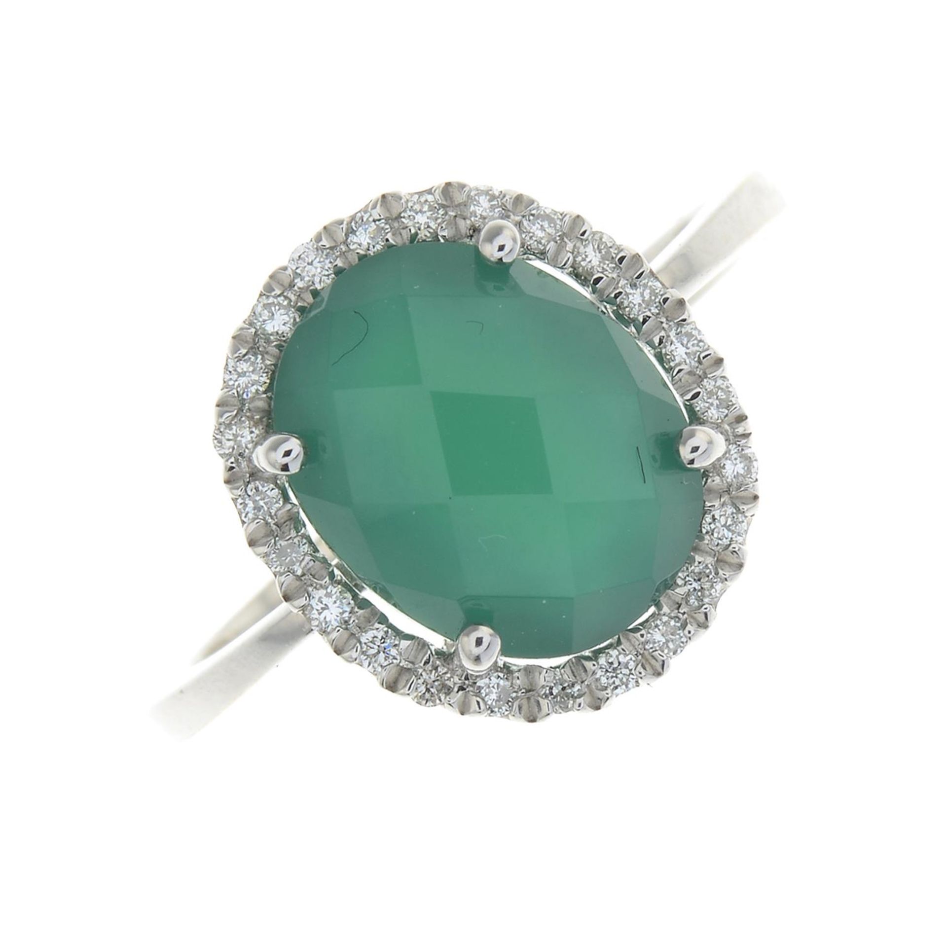 A chrysoprase and diamond cluster ring.