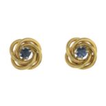 Four pairs of 9ct gold gem-set earrings,