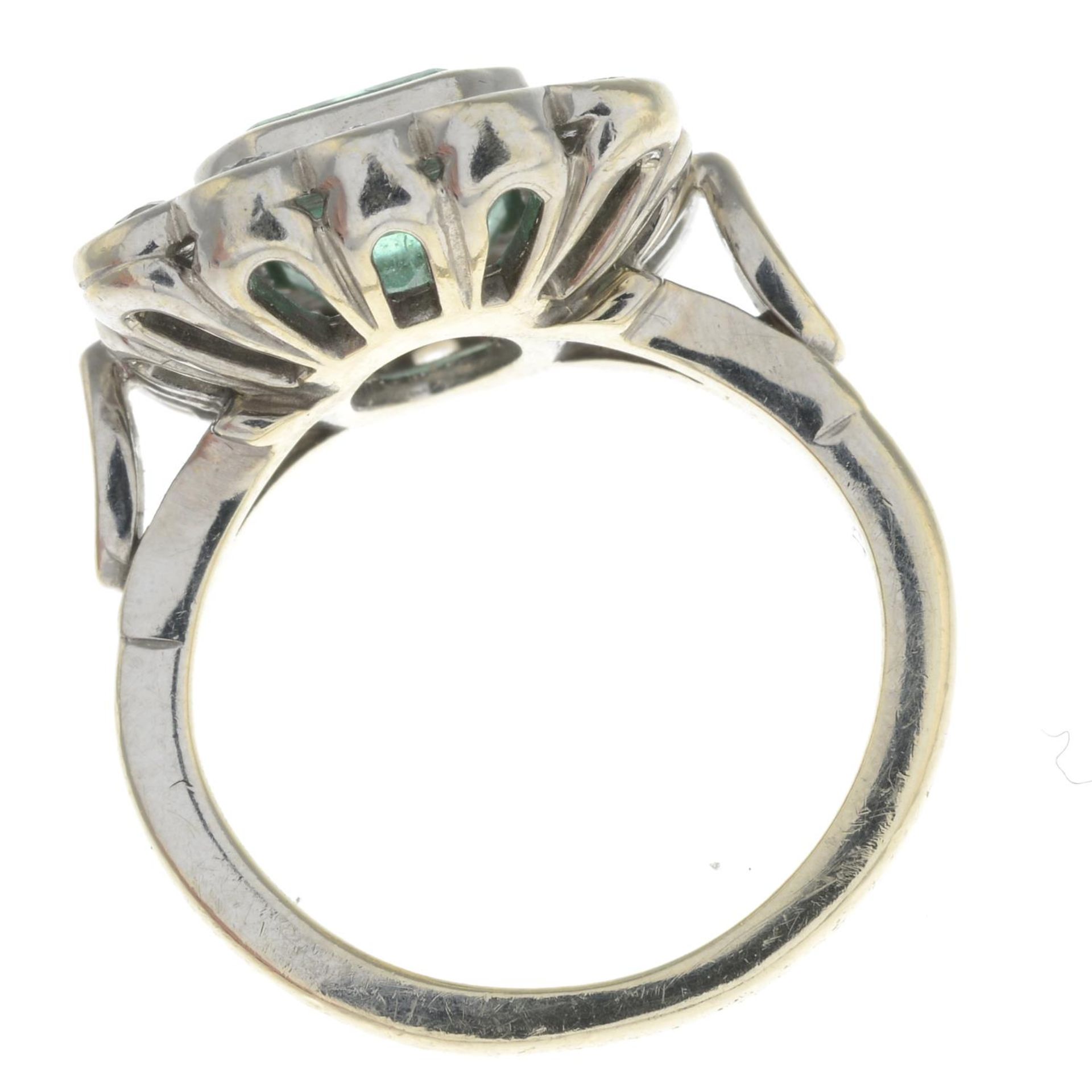 An emerald and diamond cluster ring.Emerald calculated weight 1.66cts, - Image 2 of 2