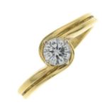 An 18ct gold diamond single-stone ring.Estimated diamond weight 0.35ct, H-I colour, SI clarity.
