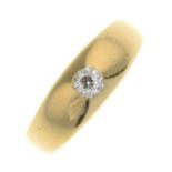 A diamond single-stone ring.Estimated diamond weight 0.15ct,