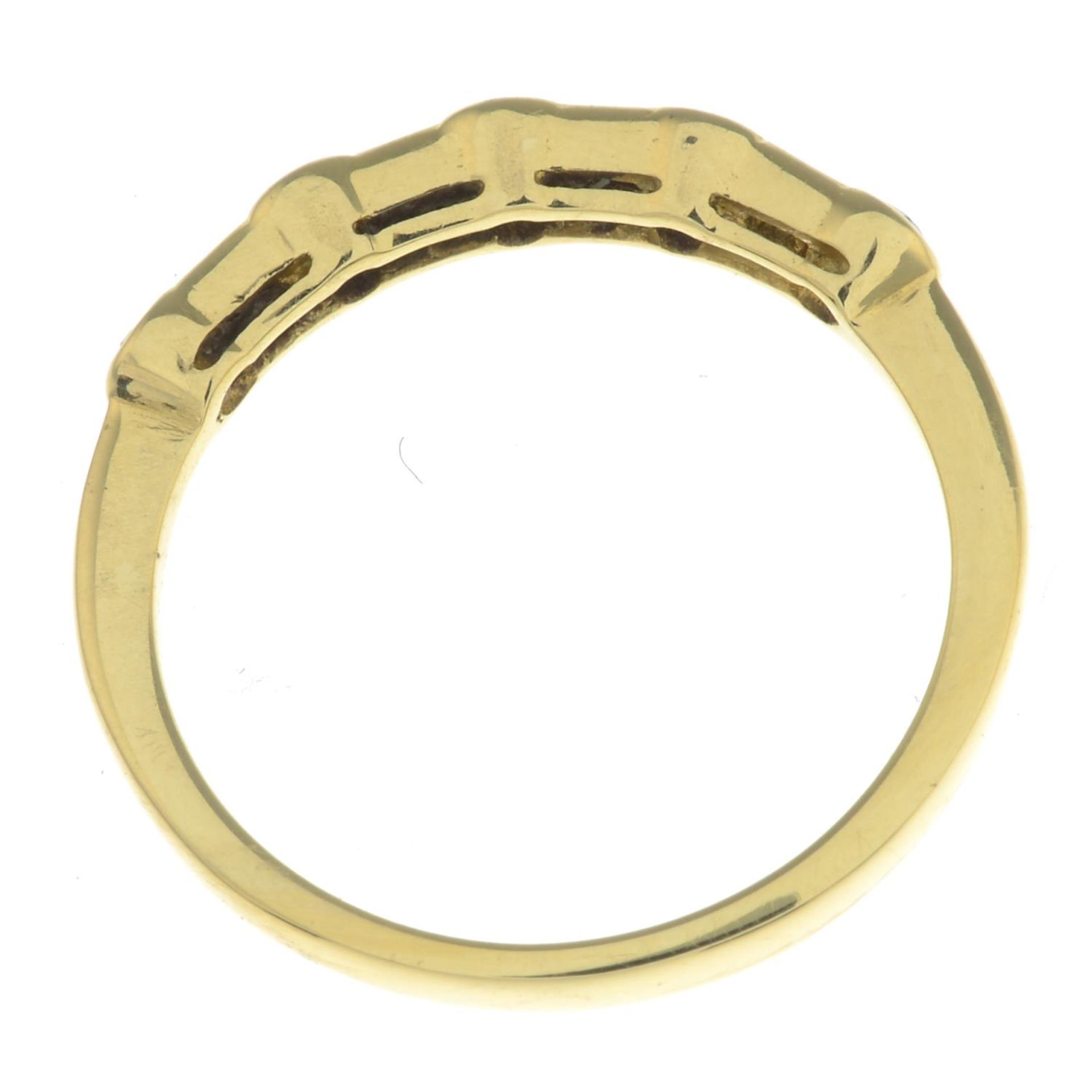 An 18ct gold sapphire and diamond half eternity ring. - Bild 2 aus 2