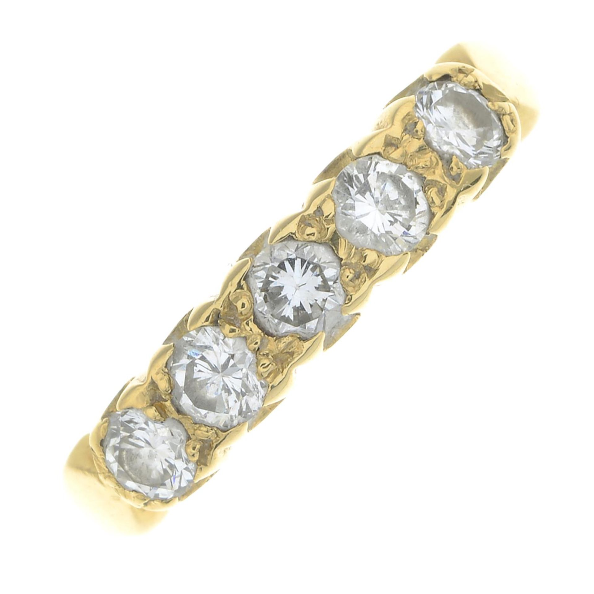 An 18ct gold diamond five-stone ring.