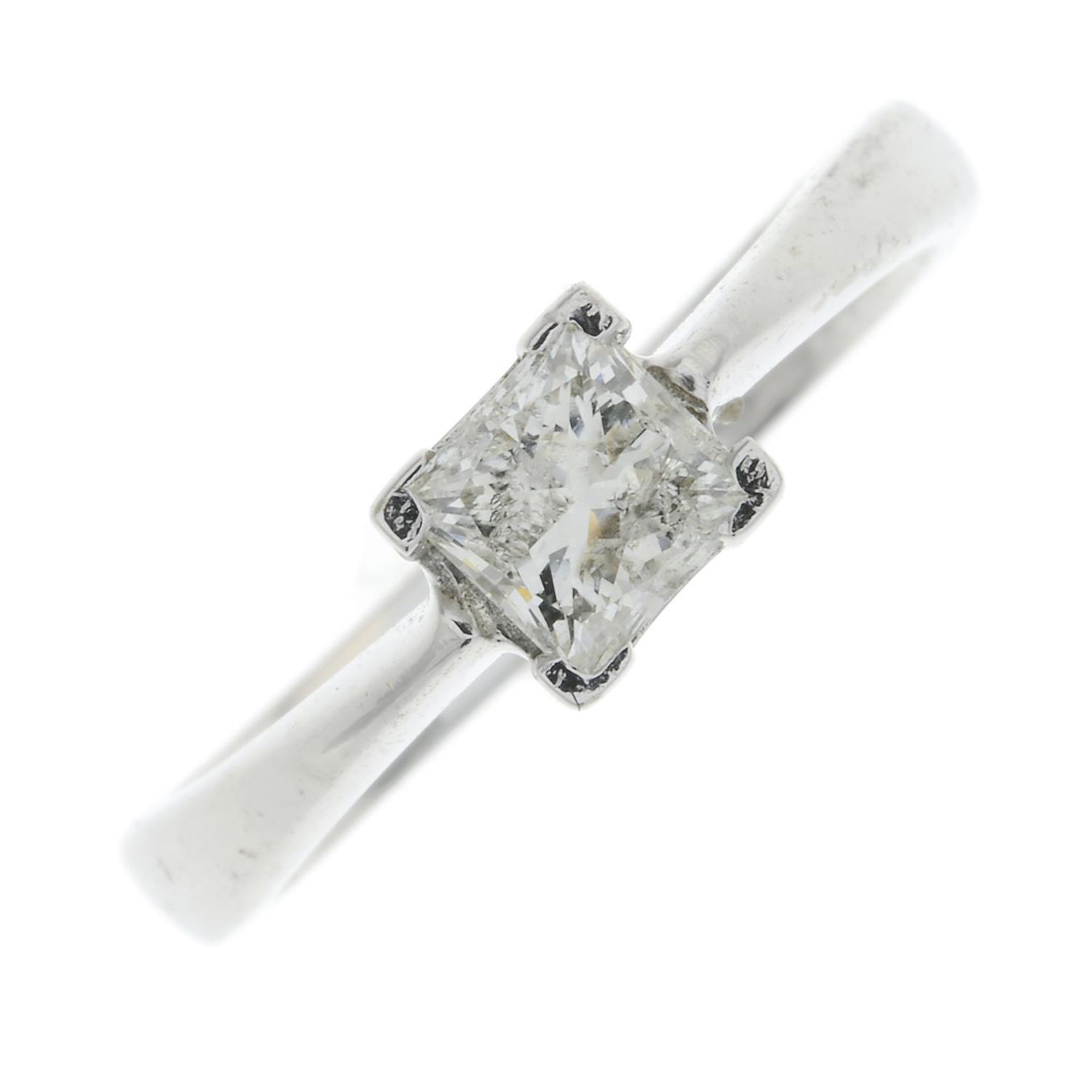 An 18ct gold diamond single-stone ring.Estimated diamond weight 0.35ct, I-J colour, P1 clarity.