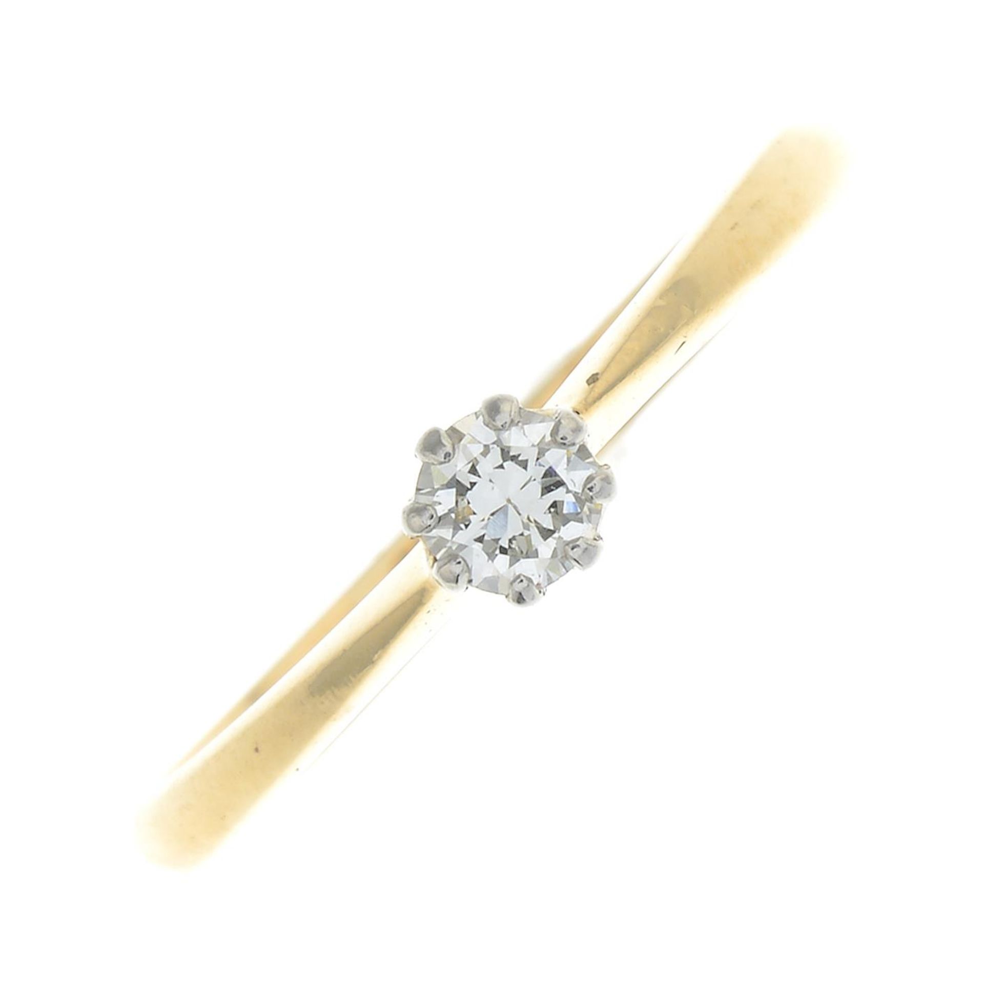 A diamond single-stone ring.